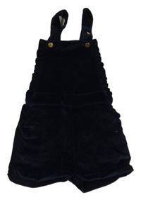 Tmavomodré puntíkaté sametovo/manšestrové laclové kraťasy s volánky CYRILLUS