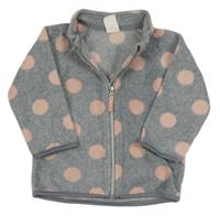 Sivo-svetloružová bodkovaná á melírovaná fleecová prepínaci mikina H&M