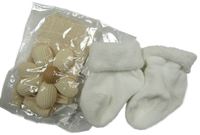 Nové - 2Set - Světlebéžová zavazovací čelenka s 3D květem + bílé teplé ponožky 