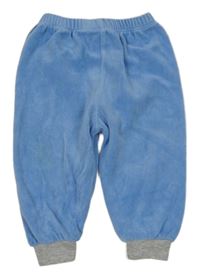 Modro-sivé zamatové tepláky