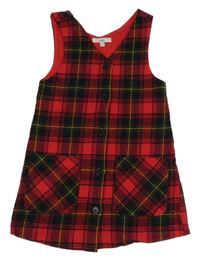 Červeno-čierno-tmavozeleno-žlté kockované teplákové prepínaci šaty Miss E-Vie