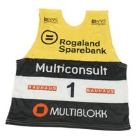 Tmavožluto-čierno-biele športové tielko s nápismi