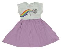 Fialovo-mátovo-biele šaty s dúhou a srdiečkom a hvězdičkami z flitrů a pruhmi MOUNTAIN WAREHOUSE