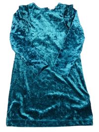 Smaragdové zamatové šaty s volánikmi M&S