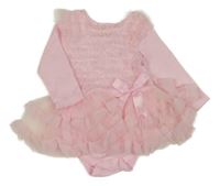 Světlerůžové body s mašlí a tylovými kanýrky a sukní