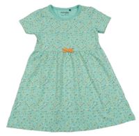 Svetlotyrkysová é šaty s kvietkami