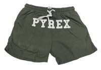 Tmavokhaki plážové kraťasy s logom PYREX