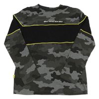 Šedo/army-čierne tričko s nápisom NUKUTAVAKE