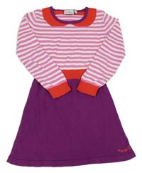 Růžovo-bílo-červeno-purpurové pletené šaty s pruhy TOM TAILOR