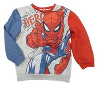 Šedo/melírovano-modro-červená mikina se Spider-manem George