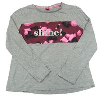 Sivo-ružové tričko s nápisom a fleky S. Oliver