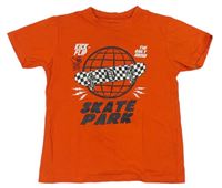 Oranžové tričko s potlačou s nápismi Primark
