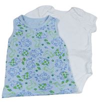 2set- Modrá košilka Prasátko Peppa s dinosaury + Biele body George