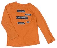 Oranžové tričko s nápismi Topolino