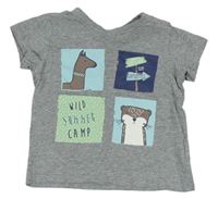 Sivé tričko s obrázky so zvieratkami Lupilu