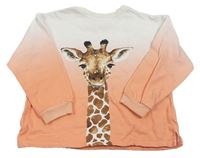 Bielo-marhuľová ombré mikina s žirafou s flitrami H&M