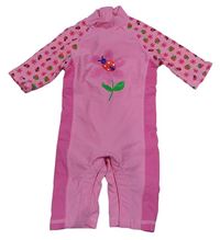 Růžový UV overal s beruškami a květinami Mothercare