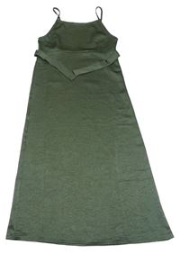 Khaki mačkané šaty H&M