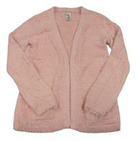 Růžový chlupatý svetrový cardigan C&A