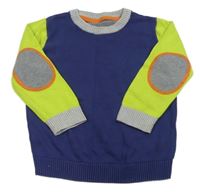 Tmavomodro-limetkový sveter Mothercare