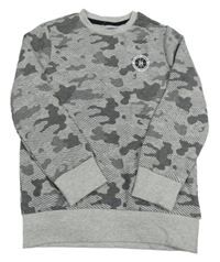 Šedá melírovaná pruhovaná mikina s army vzorem F&F