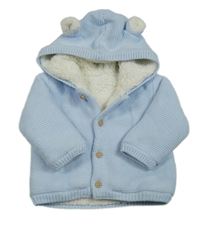 Světlemodrý zateplený propínací svetr s kapucí Matalan