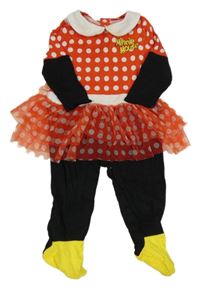 Červeno-čierny overal s bodkami a tylovou sukní - Minnie zn. Primark