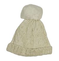 Krémová třpytivá pletená čepice s bambulí F&F