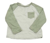 Bielo-zelené tričko s vreckom Tu