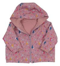 Starorůžová softshellová zateplená bunda s kapkami a kapucí