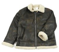 Nové - Černá batikovaná koženková zateplená bunda H&M