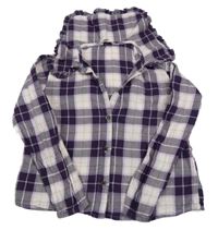 Fialovo-bílo-růžová kostkovaná halenka s límečkem H&M