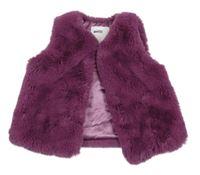Tmavofialová kožušinová zateplená vesta Matalan