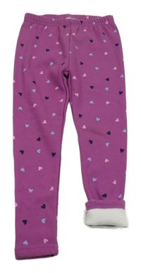 Fialové zateplené legíny se srdíčky Young Idols