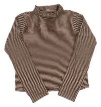 Hnedo-pudrový pruhovaný crop rolák