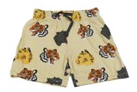 Béžové bavlnené kraťasy s kočkovitými šelmami H&M
