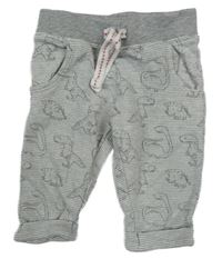 Šedo-bílé pruhované tepláky s dinosaury Tom Tailor