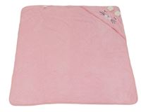 Růžová chlupatá deka s kapucí s kočkou