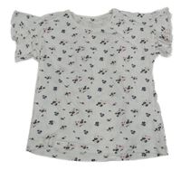 Biele kvetované tričko Topolino