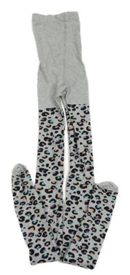 Šedé melírované punčocháče s leopardím vzorem M&S