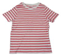 Bielo-jahodové pruhované tričko H&M
