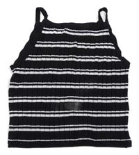 Černo-bílý pruhovaný žebrovaný pletený crop top H&M
