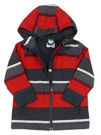 Červeno-sivá pruhovaná softshellová bunda s kapucňou Topolino