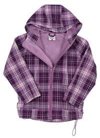 Lila-fialová kockovaná softshellová bunda s kapucňou Topolino