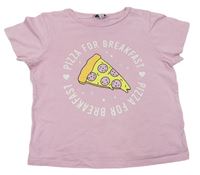 Svetloružové crop tričko s pizzou M&Co.