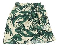 Smetanovo-zelená sukňa s listami H&M