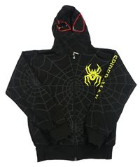 Čierna vzorovaná prepínaci mikina s kapucí - Spiderman