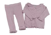 2 set - Lila pletené triko s límečkem + žebrované pletené legíny Primark