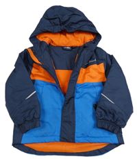 Tmaovmodro-modro-oranžová šušťáková lyžiarska bunda s kapucňou Lupilu