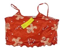 Nové - Červený crop top s perníčky shein